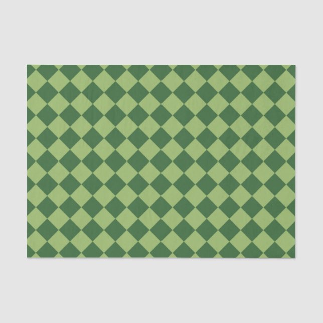 Green Checker Diamond Pattern Tissue Paper (Front)