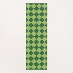Green Checker Diamond Pattern Yoga Mat