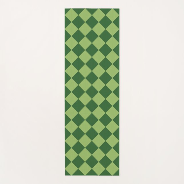 Green Checker Diamond Pattern  Yoga Mat (Front)