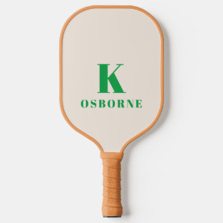 Green Checker Modern Monogram Pickleball Paddle