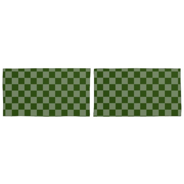 Green Checker Two Tone Pillowcases HAMbyWG (Front-Set)