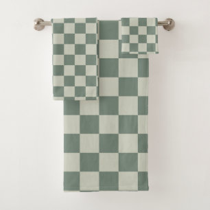 Green Checkerboard Bath Towel Set