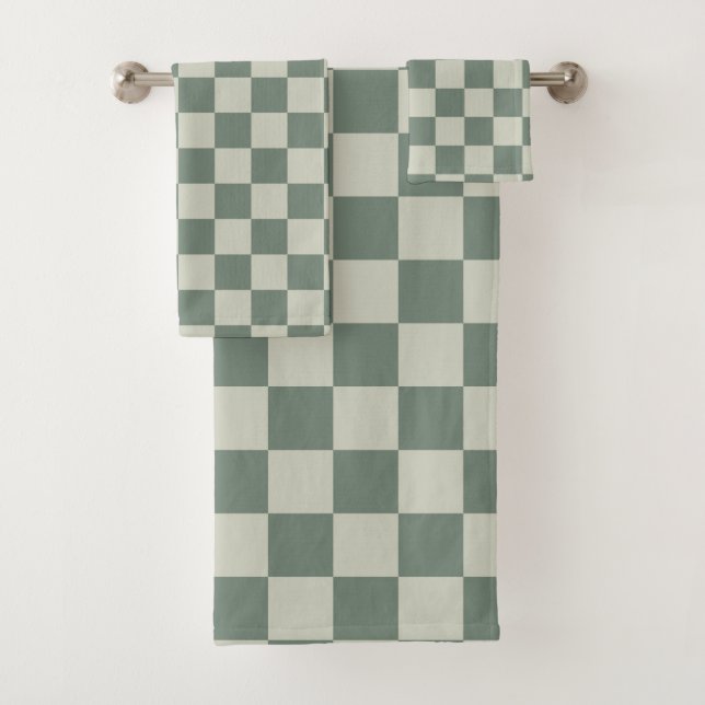 Green Checkerboard Bath Towel Set (Insitu)