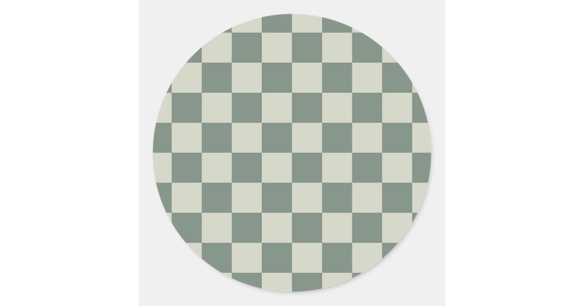 Green Checkerboard Classic Round Sticker | Zazzle