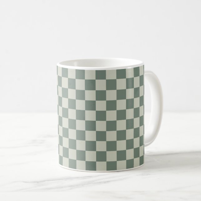Green Checkerboard Coffee Mug (Front Right)