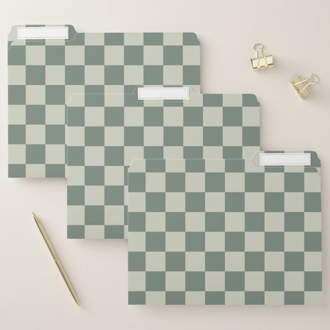 Green Checkerboard File Folder (Set)