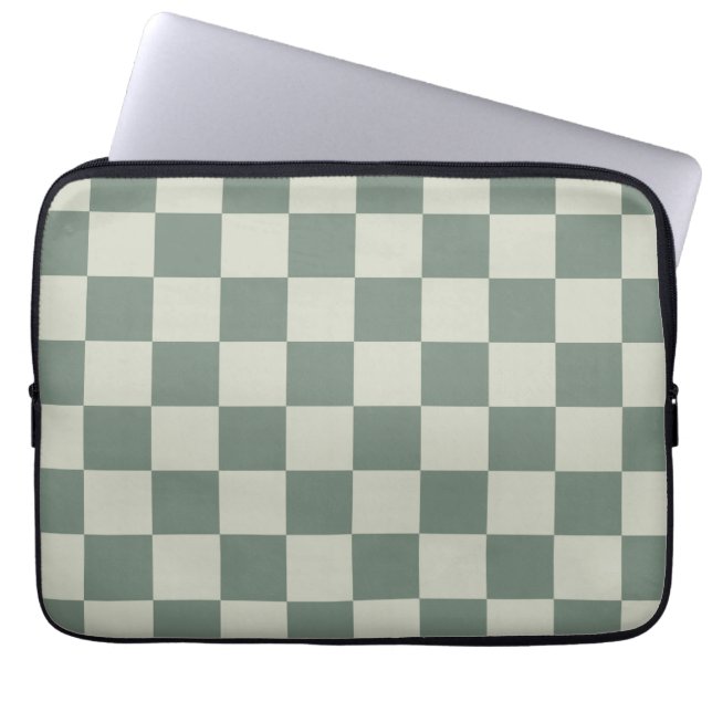 Green Checkerboard Laptop Sleeve (Front)