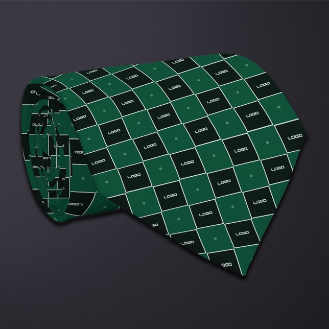 Green Checkerboard Logo Pattern Neck Tie (Creator Uploaded)
