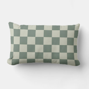 Green Checkerboard Lumbar Pillow