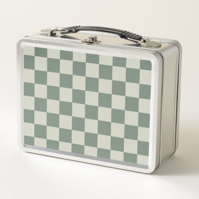 Green Checkerboard Metal Lunch Box (Front)