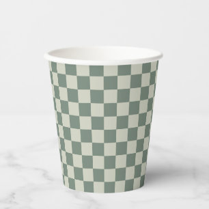 Green Checkerboard Paper Cups