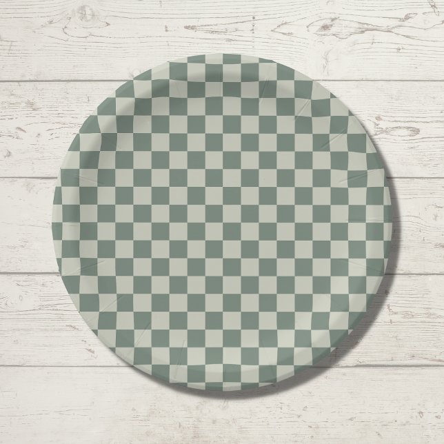 Green Checkerboard Paper Plates (Creator Uploaded)