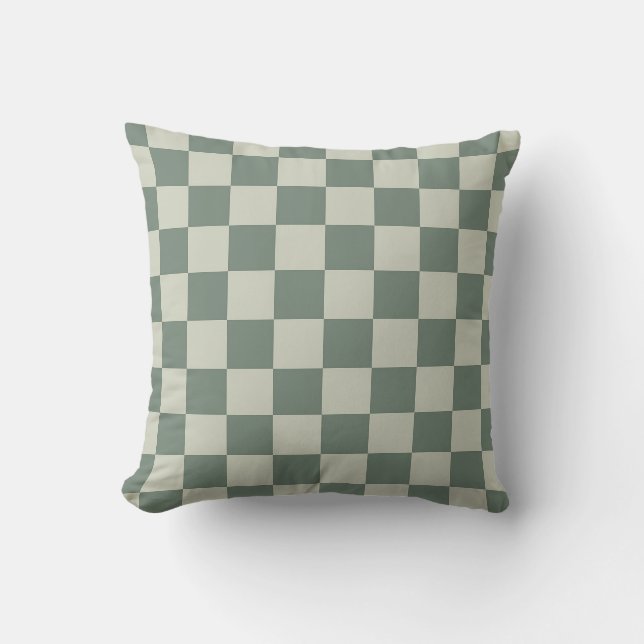 Green Checkerboard Throw Pillow (Front)