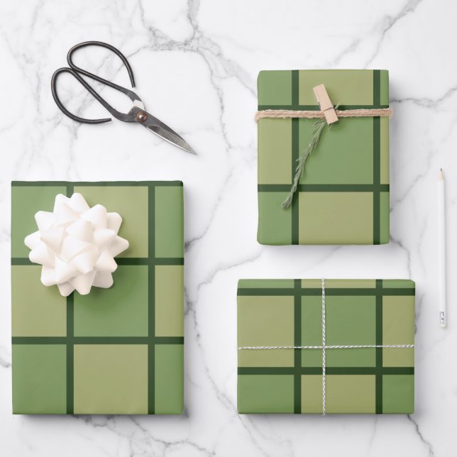 Green Checkerboard  Wrapping Paper Sheets (Front)