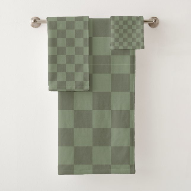 Green Checkered Bath Towel Set (Insitu)