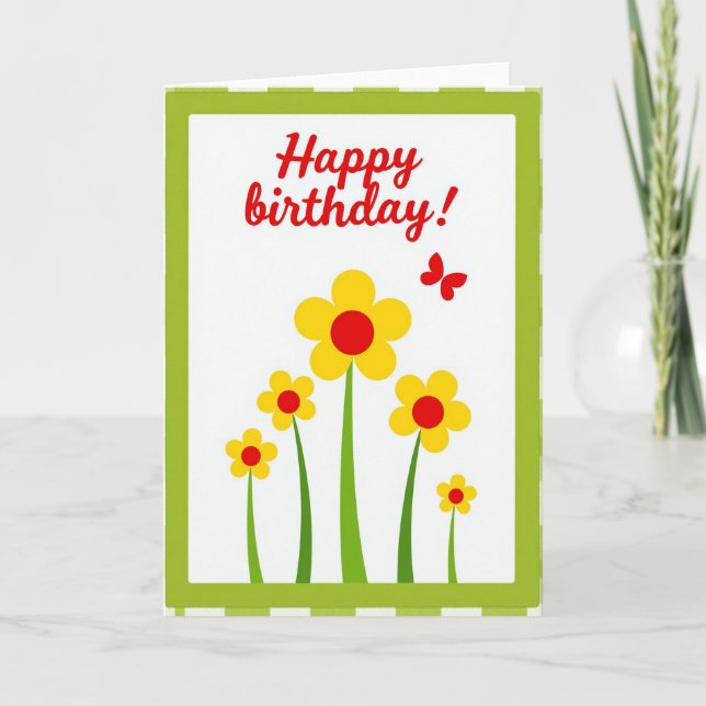 Green Checkered Birthday Card (Front)
