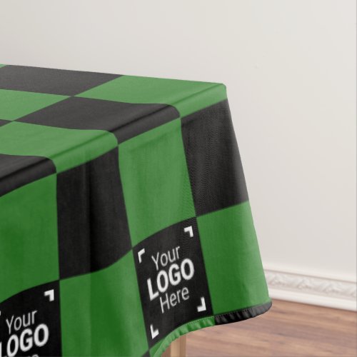 Green Checkered Business Logo Work Event  Party Tablecloth
