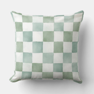 Green Checkered Decorative Throw Pillow