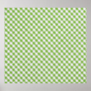 Green checkered fabric: closeup texture. poster