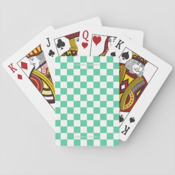 Green Checkered Flag Playing Cards by Luzesky at Zazzle