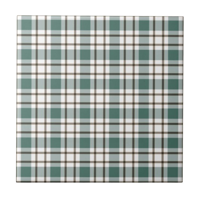green checkered light tartan pattern ceramic tile (Front)
