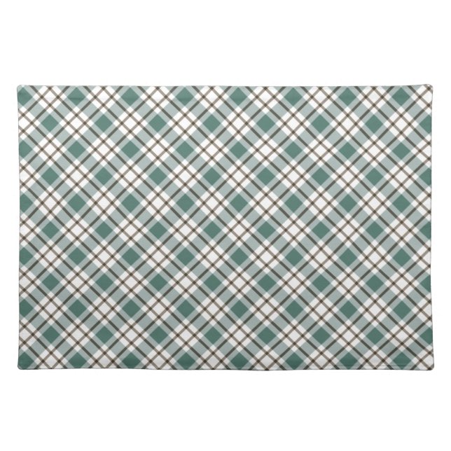 green checkered light tartan pattern cloth placemat (Front)
