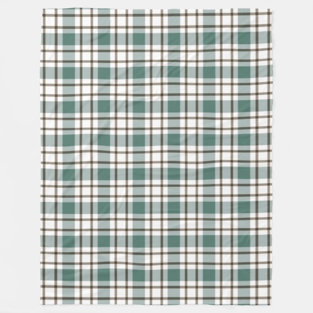 green checkered light tartan pattern fleece blanket (Front)