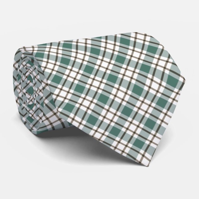green checkered light tartan pattern neck tie (Rolled)