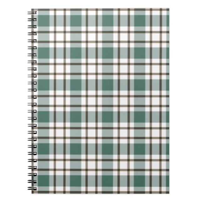 green checkered light tartan pattern notebook (Front)