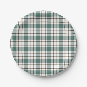 green checkered light tartan pattern paper plates