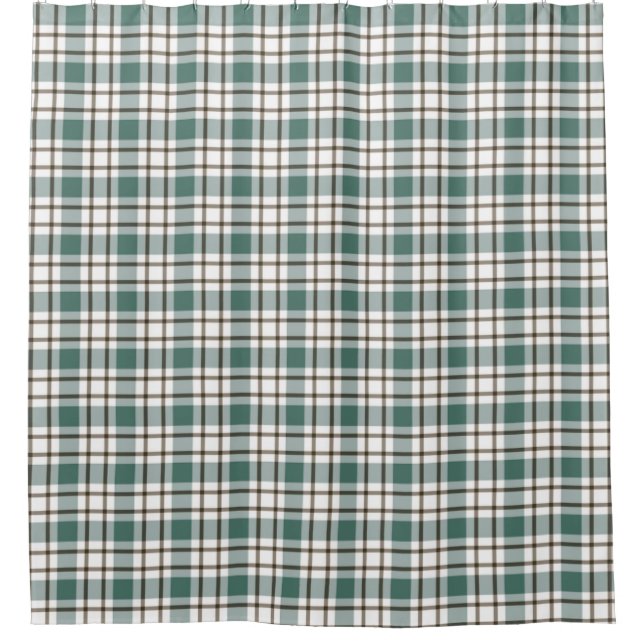 green checkered light tartan pattern shower curtain (Front)