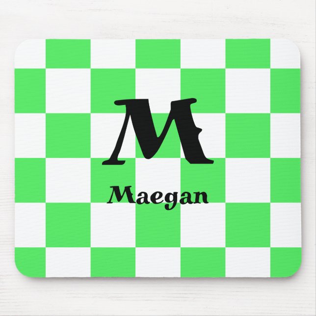 Green Checkered Pattern Background Mousepad (Front)
