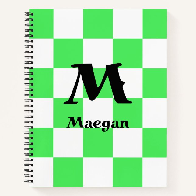 Green Checkered Pattern Background Notebook (Front)