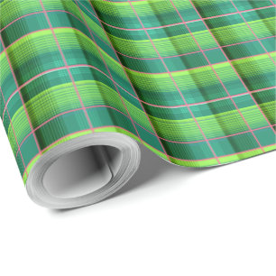 Green checkered pattern small scale wrapping paper