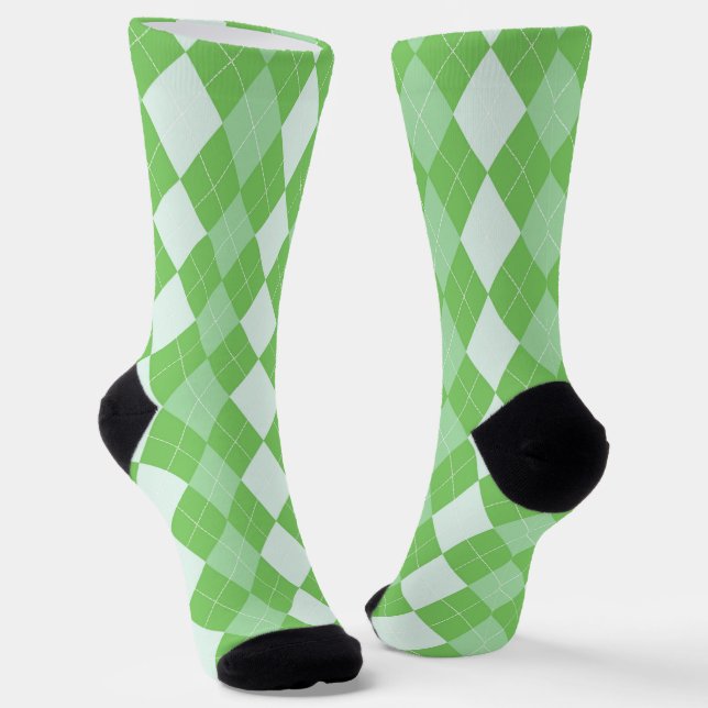 Green Checkered Pattern Socks (Angled)
