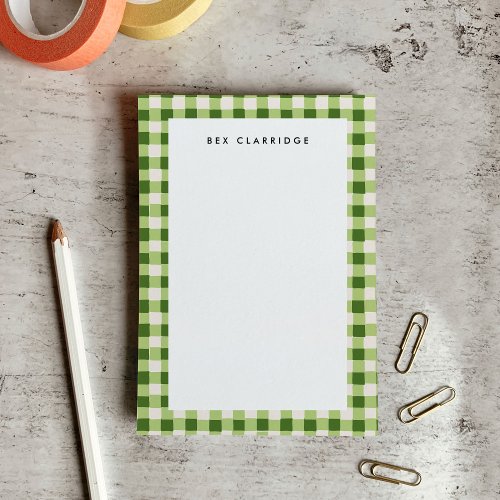 Green Checkered Personalized Post_it Notes