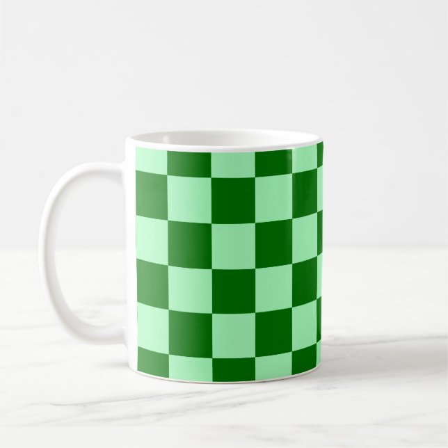 Green Checkered Square Seamless Pattern  Coffee Mug (Left)