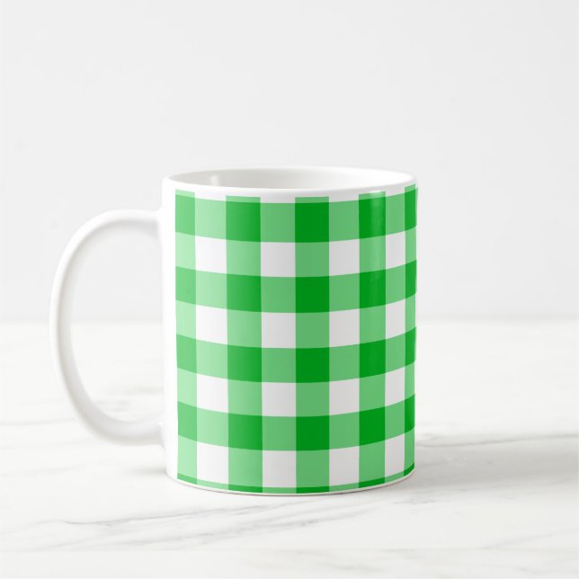 Green Checkered Square Seamless Pattern  Coffee Mug (Left)