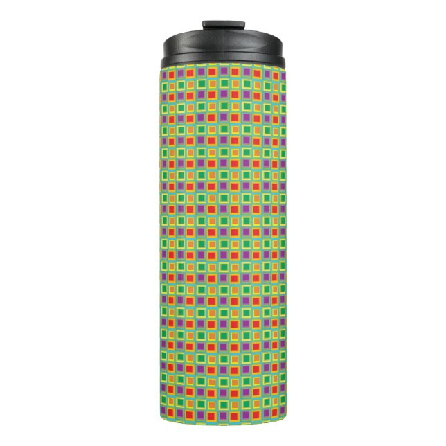 green checkered thermal tumbler (Front)