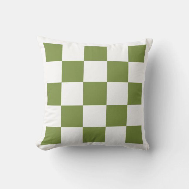 Green Checkered Throw Pillow (Front)