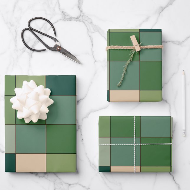 Green Checkered  Wrapping Paper Sheets (Front)