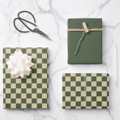 Green Checkered Wrapping Paper Sheets
