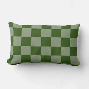 Green Checkers Two Tone Throw Pillow HAMbyWG