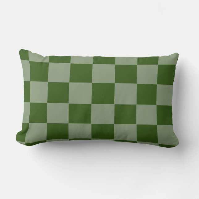 Green Checkers Two Tone Throw Pillow HAMbyWG (Front)