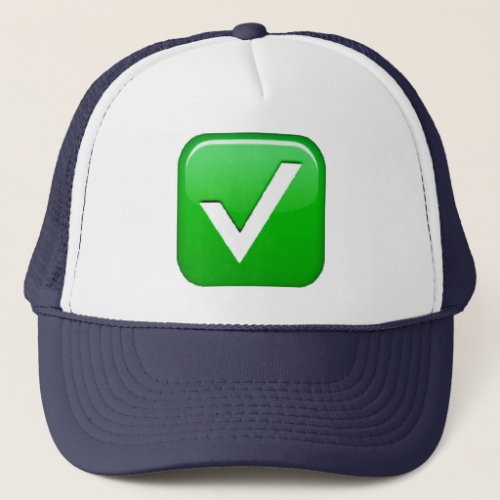 Green Checkmark In Box _ Emoji Trucker Hat