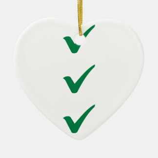 Green checks marks ceramic ornament