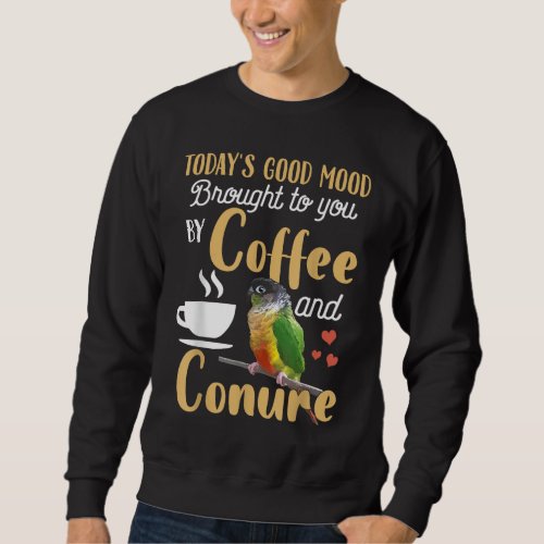 Green Cheek Conure _ Good Coffee and Conure Parrot Sweatshirt