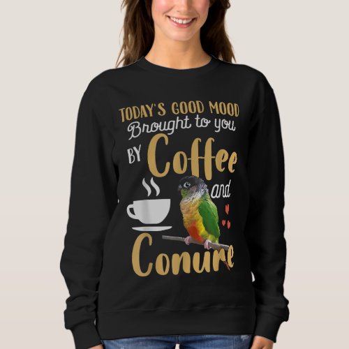 Green Cheek Conure _ Good Coffee and Conure Parrot Sweatshirt