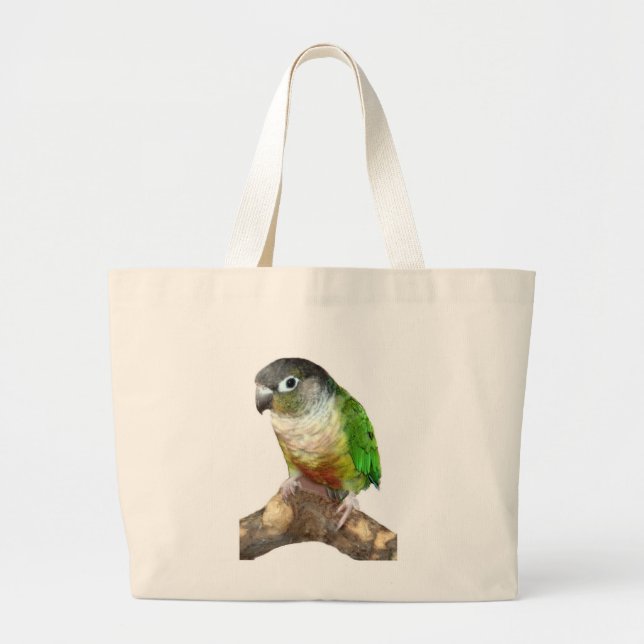 Green Cheek Conure Large Tote Bag (Front)