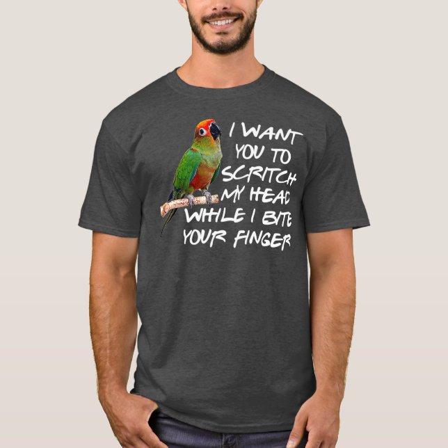 Green Cheek Conure Parrot Bird Lover Conure Gift T-Shirt (Front)